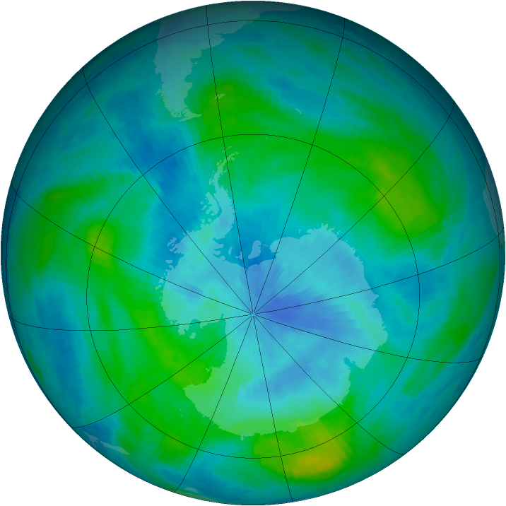 Antarctic ozone map for 06 March 1985